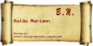 Balás Mariann névjegykártya